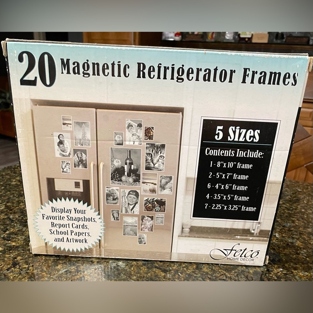Fetco Magnetic Refrigerator Frame Set (Holds 20 Photos/Keepsakes)